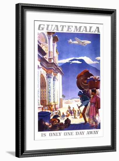 "Guatemala is Only One Day Away" Vintage Travel Poster-Piddix-Framed Art Print