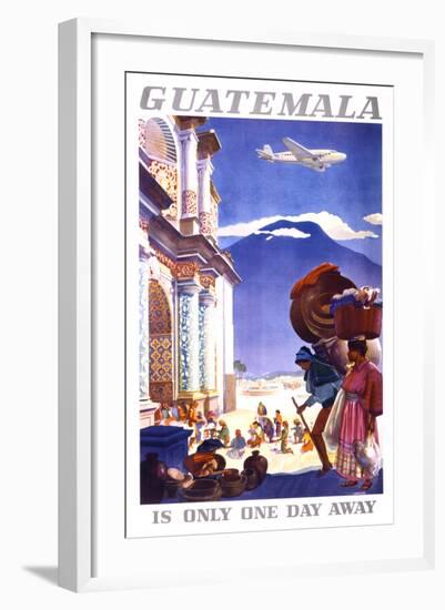 "Guatemala is Only One Day Away" Vintage Travel Poster-Piddix-Framed Art Print