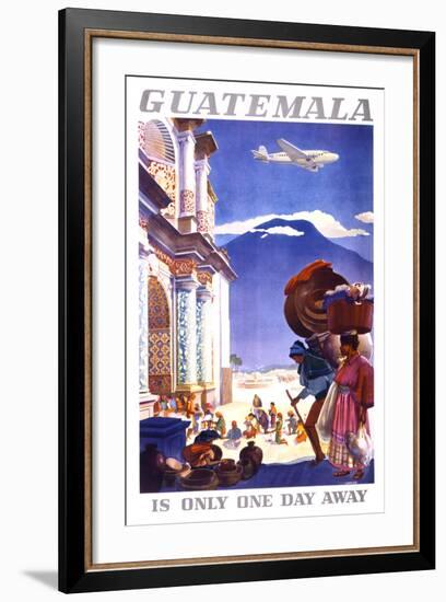 "Guatemala is Only One Day Away" Vintage Travel Poster-Piddix-Framed Art Print