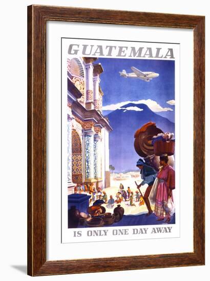 "Guatemala is Only One Day Away" Vintage Travel Poster-Piddix-Framed Art Print