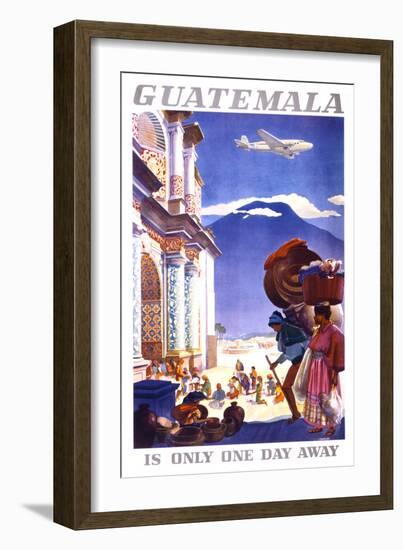 "Guatemala is Only One Day Away" Vintage Travel Poster-Piddix-Framed Art Print