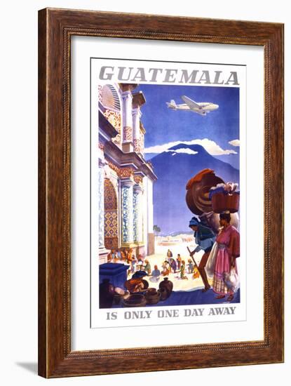 "Guatemala is Only One Day Away" Vintage Travel Poster-Piddix-Framed Art Print