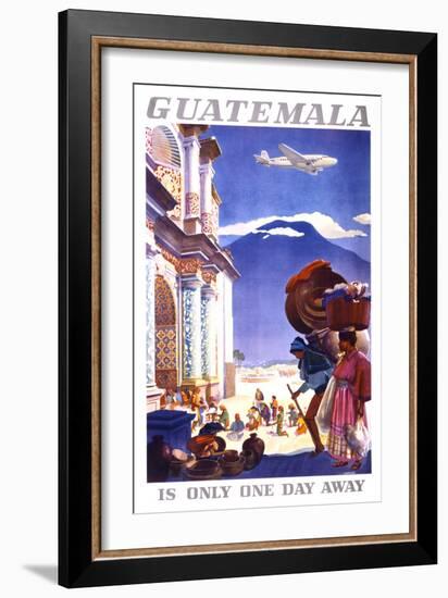 "Guatemala is Only One Day Away" Vintage Travel Poster-Piddix-Framed Art Print