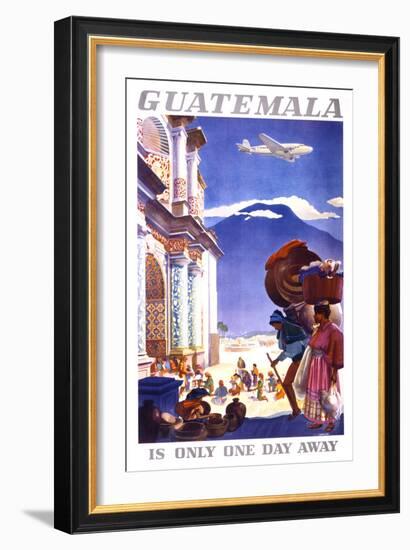 "Guatemala is Only One Day Away" Vintage Travel Poster-Piddix-Framed Art Print