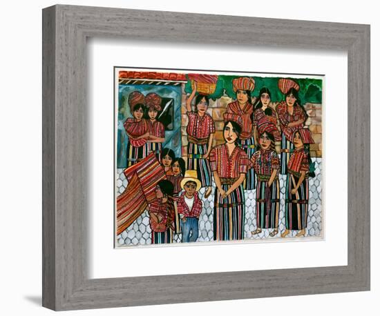 Guatemalen Girls, Solola, 2023 (Watercolour on Paper)-Hilary Simon-Framed Giclee Print