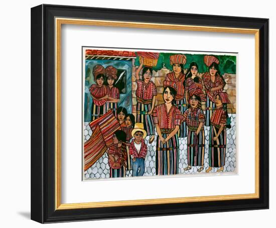 Guatemalen Girls, Solola, 2023 (Watercolour on Paper)-Hilary Simon-Framed Giclee Print