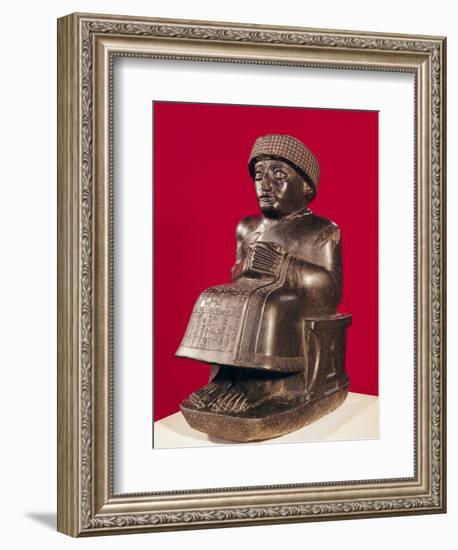 Gudea, Prince of Lagash, Statue to Ningizzada, Neo-Sumerian, from Telloh, Ancient Girsu, c. 2130 BC-null-Framed Giclee Print