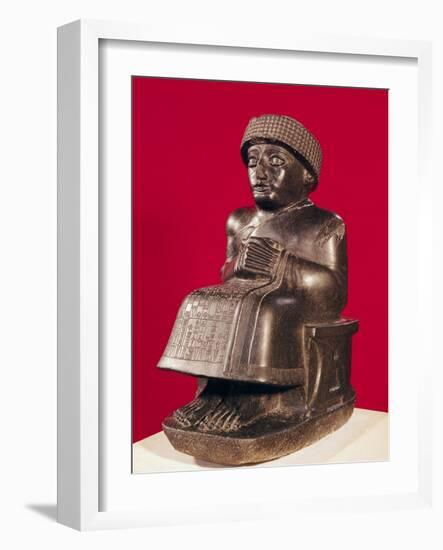 Gudea, Prince of Lagash, Statue to Ningizzada, Neo-Sumerian, from Telloh, Ancient Girsu, c. 2130 BC-null-Framed Giclee Print