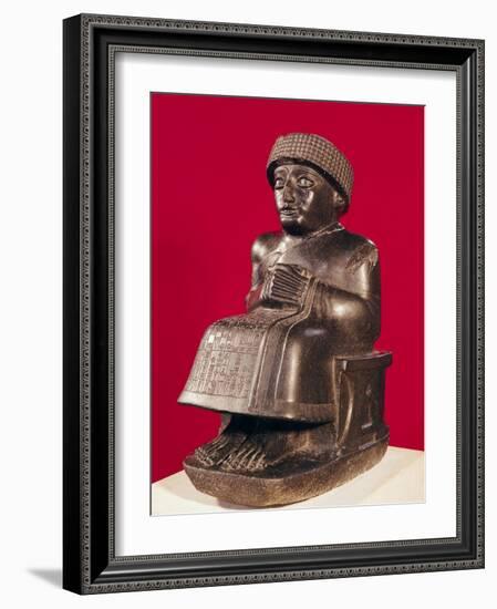 Gudea, Prince of Lagash, Statue to Ningizzada, Neo-Sumerian, from Telloh, Ancient Girsu, c. 2130 BC-null-Framed Giclee Print