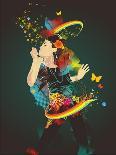 Girl Making Soap Bubbles,Rainbow and Abstract Background-gudron-Art Print