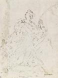Etude de deux têtes de jeunes femmes ; Saint Jean-Baptiste, assis, de profil, tenant une coupe ;-Guerchin Le-Giclee Print