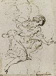 Demi-figure de vieillard et deux têtes d'anges ; Demi-figure d'homme nu, assis, tourné vers droite-Guerchin Le-Giclee Print