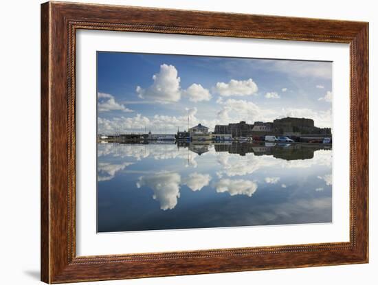 Guernsey Yacht Club and Castle Cornet in the Still Reflections of a Model Boat Pond, St Peter Port-David Clapp-Framed Photographic Print