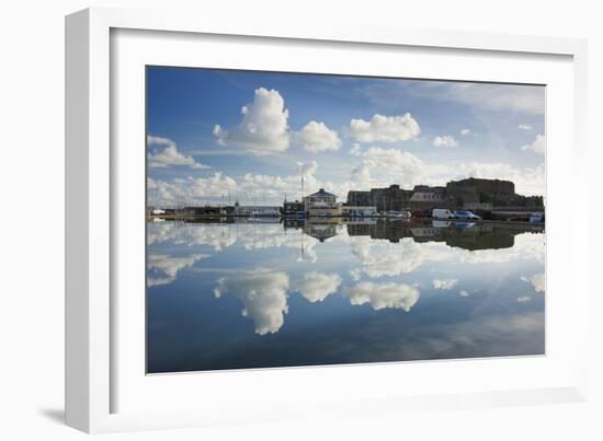 Guernsey Yacht Club and Castle Cornet in the Still Reflections of a Model Boat Pond, St Peter Port-David Clapp-Framed Photographic Print