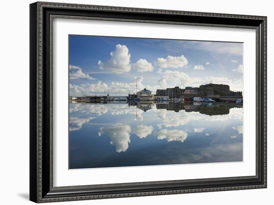 Guernsey Yacht Club and Castle Cornet in the Still Reflections of a Model Boat Pond, St Peter Port-David Clapp-Framed Photographic Print