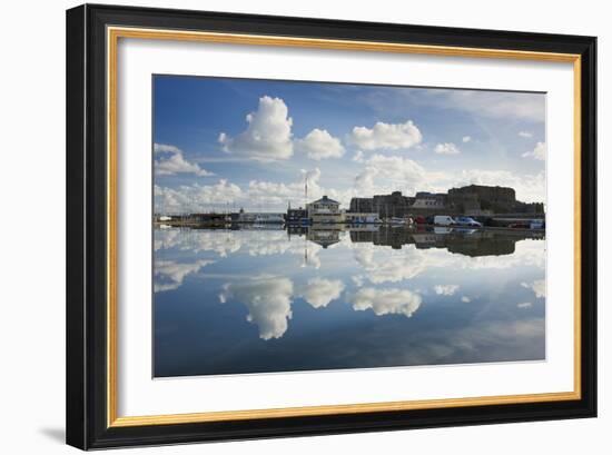 Guernsey Yacht Club and Castle Cornet in the Still Reflections of a Model Boat Pond, St Peter Port-David Clapp-Framed Photographic Print