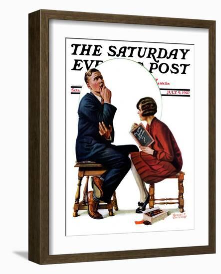 "Guessing Game," Saturday Evening Post Cover, July 9, 1927-Revere F. Wistehoff-Framed Giclee Print