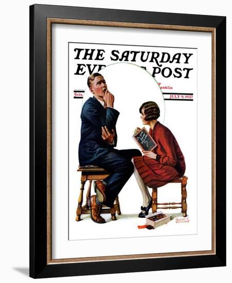 "Guessing Game," Saturday Evening Post Cover, July 9, 1927-Revere F. Wistehoff-Framed Giclee Print