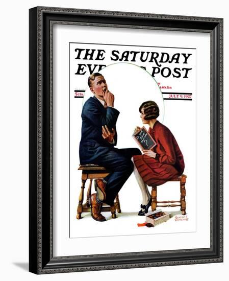 "Guessing Game," Saturday Evening Post Cover, July 9, 1927-Revere F. Wistehoff-Framed Giclee Print