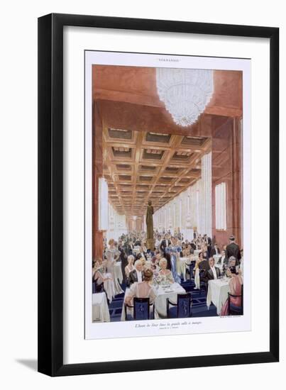 Guests at Dinner on the 'Normandie'-null-Framed Giclee Print