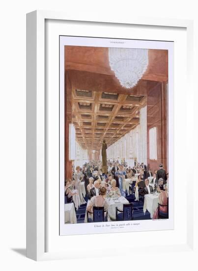 Guests at Dinner on the 'Normandie'-null-Framed Giclee Print