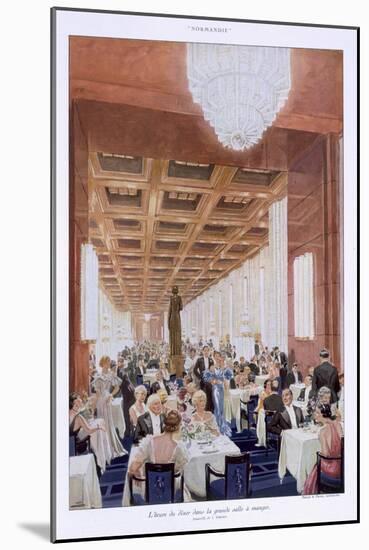Guests at Dinner on the 'Normandie'-null-Mounted Giclee Print