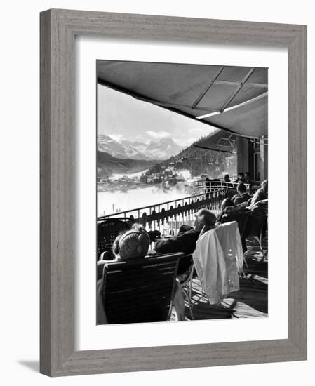 Guests at Fashionable Winter Resort Napping and Sunbathing on Hotel Terrace after Lunch-Alfred Eisenstaedt-Framed Photographic Print