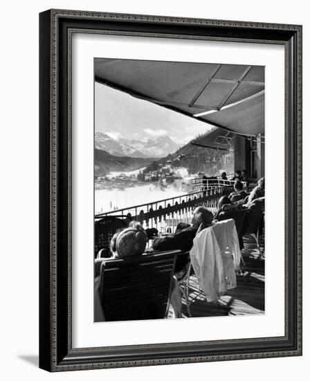 Guests at Fashionable Winter Resort Napping and Sunbathing on Hotel Terrace after Lunch-Alfred Eisenstaedt-Framed Photographic Print