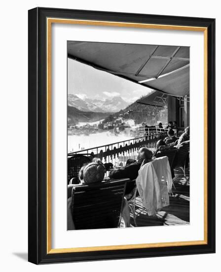 Guests at Fashionable Winter Resort Napping and Sunbathing on Hotel Terrace after Lunch-Alfred Eisenstaedt-Framed Photographic Print