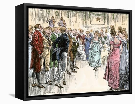 Guests Dancing the Virginia Reel at a Westover Plantation Ball, 1700s-null-Framed Premier Image Canvas