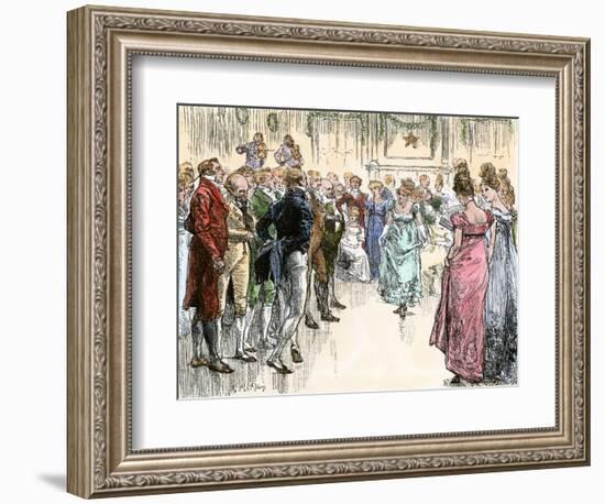 Guests Dancing the Virginia Reel at a Westover Plantation Ball, 1700s-null-Framed Giclee Print