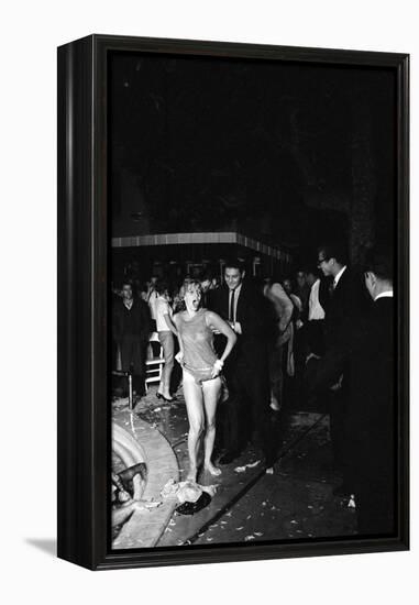 Guests Jump in Swimming Pool at the Last Party at the 'Garden of Allah,' Los Angeles, August 1959-Allan Grant-Framed Premier Image Canvas