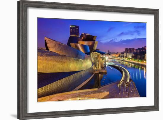 Guggenheim Museum by Night, Bilbao, Basque Country, Spain-Stefano Politi Markovina-Framed Photographic Print