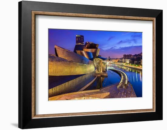 Guggenheim Museum by Night, Bilbao, Basque Country, Spain-Stefano Politi Markovina-Framed Photographic Print