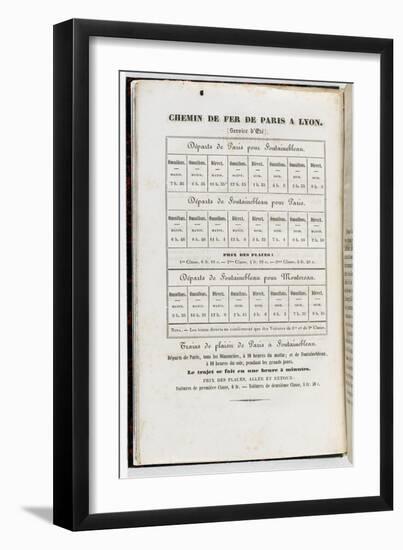 Guide du voyageur & de l'artiste à Fontainebleau: Page 4, Horaires du chemin de fer Paris-Fontaineb-Claude-Francois Denecourt-Framed Giclee Print