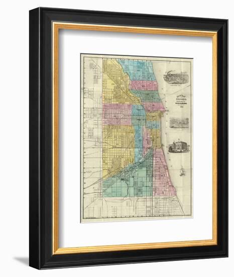 Guide Map of Chicago, c.1869-Rufus Blanchard-Framed Art Print