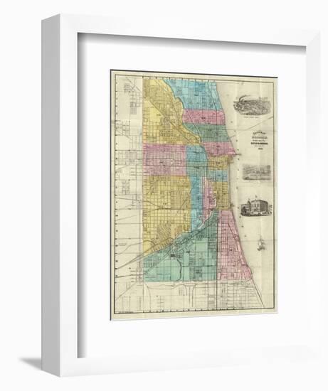 Guide Map of Chicago, c.1869-Rufus Blanchard-Framed Art Print