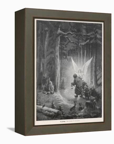 Guiding Xmas Angel-null-Framed Stretched Canvas