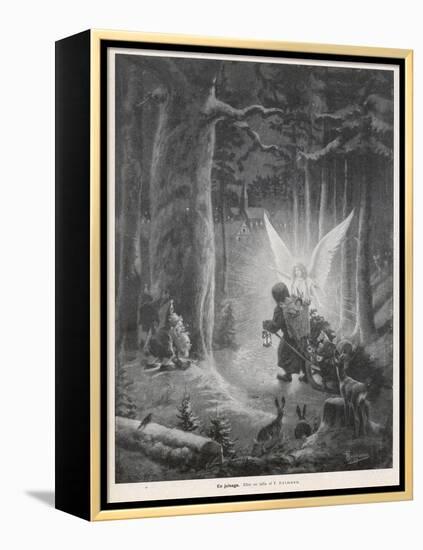 Guiding Xmas Angel-null-Framed Stretched Canvas