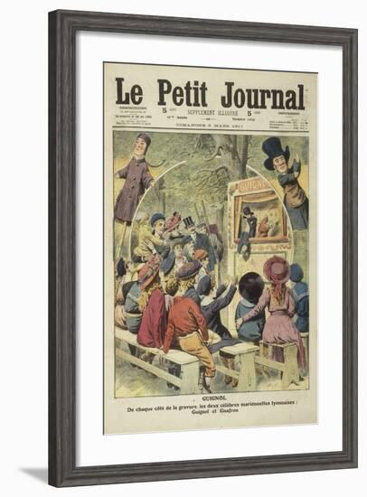 Guignol/De Chaque Côté de la Gravure, les Deux Célèbres Marionnettes Lyonna-null-Framed Giclee Print