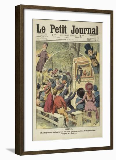 Guignol/De Chaque Côté de la Gravure, les Deux Célèbres Marionnettes Lyonna-null-Framed Giclee Print