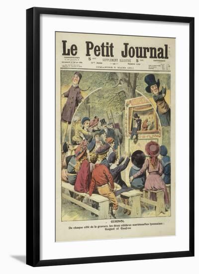 Guignol/De Chaque Côté de la Gravure, les Deux Célèbres Marionnettes Lyonna-null-Framed Giclee Print