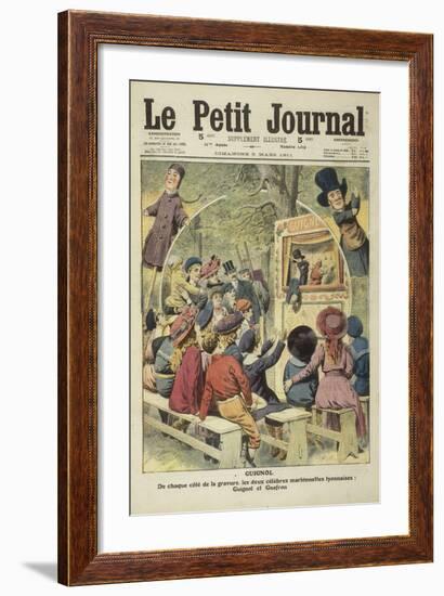 Guignol/De Chaque Côté de la Gravure, les Deux Célèbres Marionnettes Lyonna-null-Framed Giclee Print