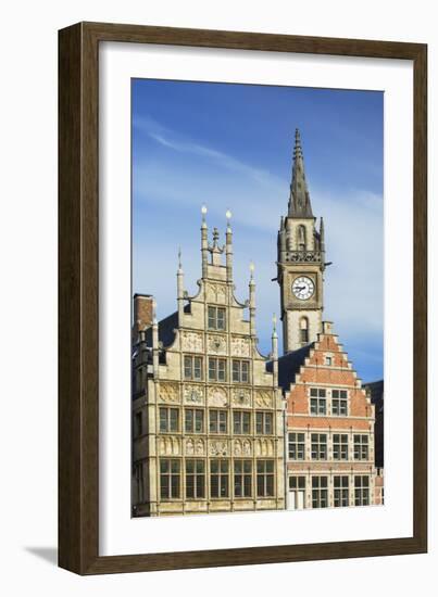 Guild houses and Town Hall in historic centre, Ghent, Flanders, Belgium, Europe-Ian Trower-Framed Photographic Print