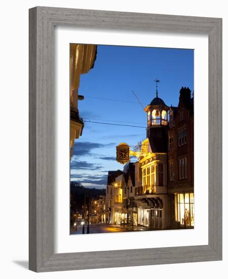 Guildford High Street and Guildhall at Dusk, Guildford, Surrey, England, United Kingdom, Europe-John Miller-Framed Photographic Print