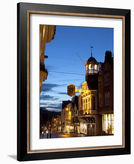 Guildford High Street and Guildhall at Dusk, Guildford, Surrey, England, United Kingdom, Europe-John Miller-Framed Photographic Print