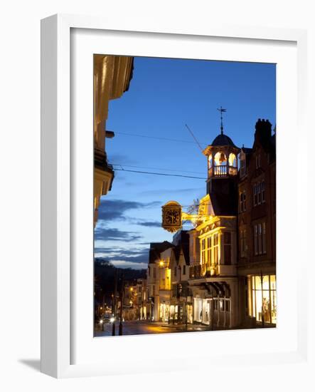 Guildford High Street and Guildhall at Dusk, Guildford, Surrey, England, United Kingdom, Europe-John Miller-Framed Photographic Print