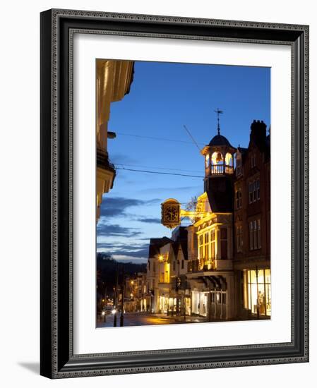 Guildford High Street and Guildhall at Dusk, Guildford, Surrey, England, United Kingdom, Europe-John Miller-Framed Photographic Print