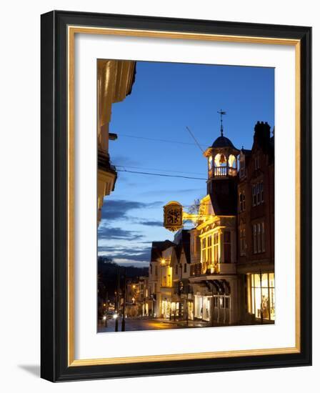 Guildford High Street and Guildhall at Dusk, Guildford, Surrey, England, United Kingdom, Europe-John Miller-Framed Photographic Print