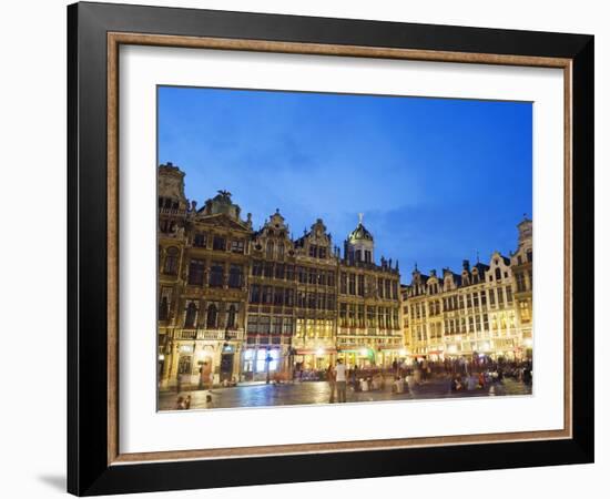 Guildhalls in the Grand Place Illuminated at Night, UNESCO World Heritage Site, Brussels, Belgium-Christian Kober-Framed Photographic Print